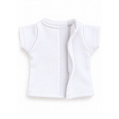 Jilly Bing Happy Autumn Moon Doll Tee with white fabric, Velcro back opening, and soft short sleeves for 14-inch dolls.