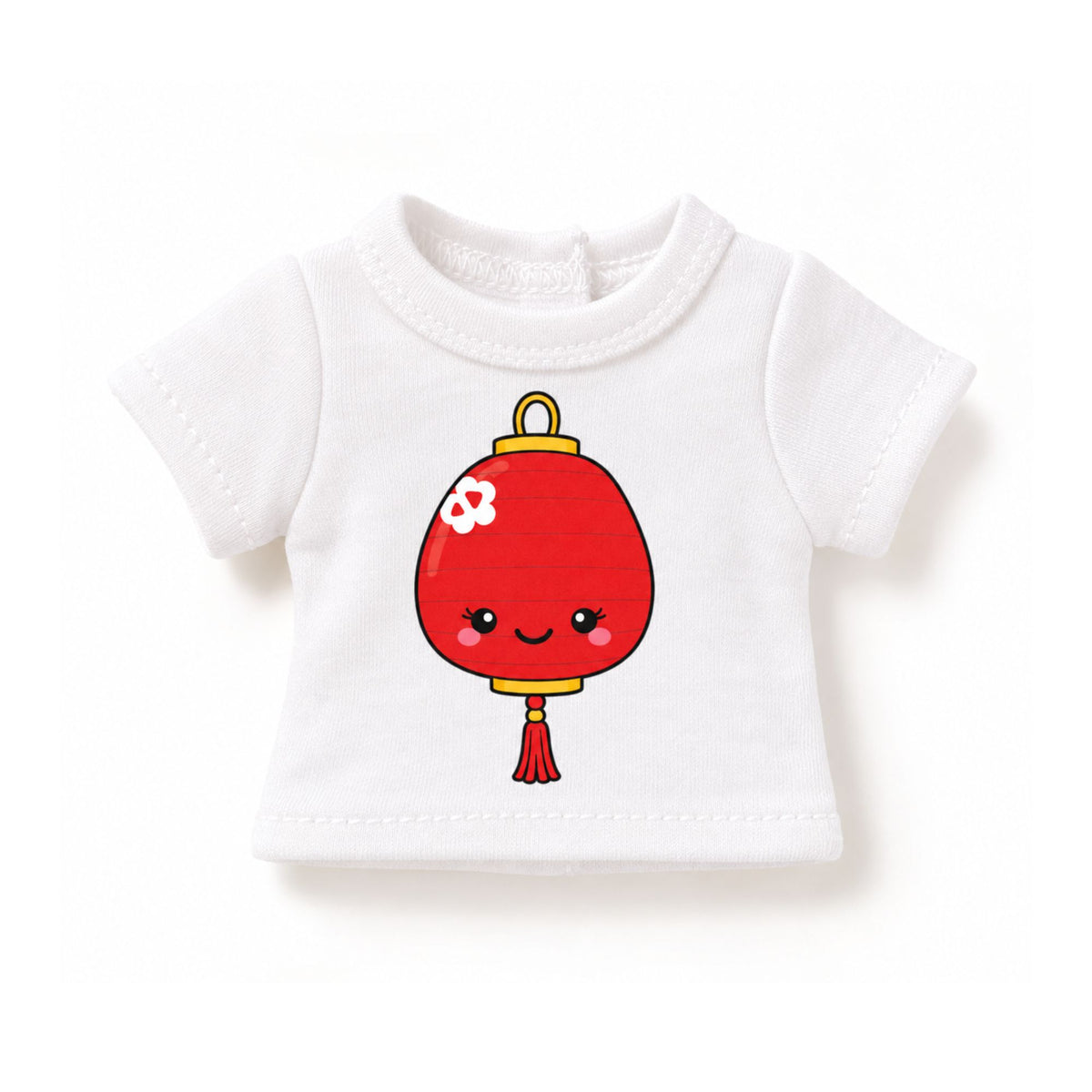 Jilly Bing Autumn Moon T-Shirt for 14-inch dolls featuring a cute red lantern design inspired by the Mid-Autumn Festival.