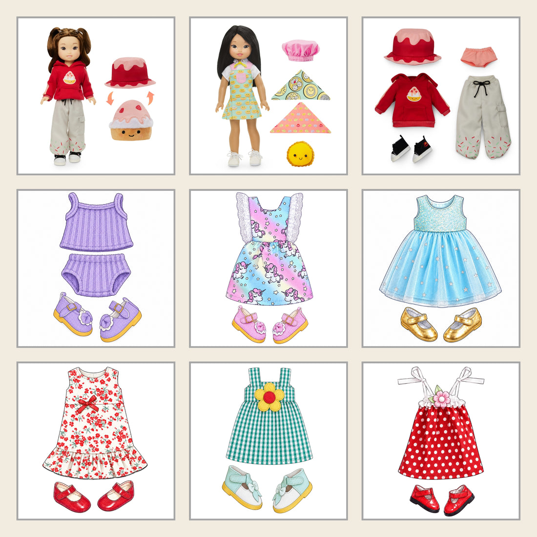 Jilly Bing doll and outfit bundle for 14-inch dolls.