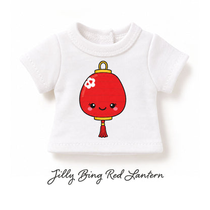 Jilly Bing Red Lantern T-Shirt for 14-inch dolls featuring a cute red lantern design inspired by the Mid-Autumn Festival.